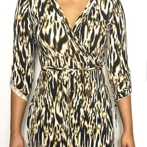 CALVIN KLEIN Leopard/ Animal Print Wrap Midi Dress SZ-12